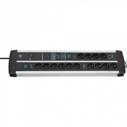 Brennenstuhl Premium-Protect-Line Regleta Enchufes con USB y 14 Tomas de Corriente 3m Plateado/Negro