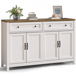 Buffet de Cocina Mueble de Almacenaje 2 Cajones 4 Puertas 2 Estantes Mueble Bajo Marron 140x40x90cm