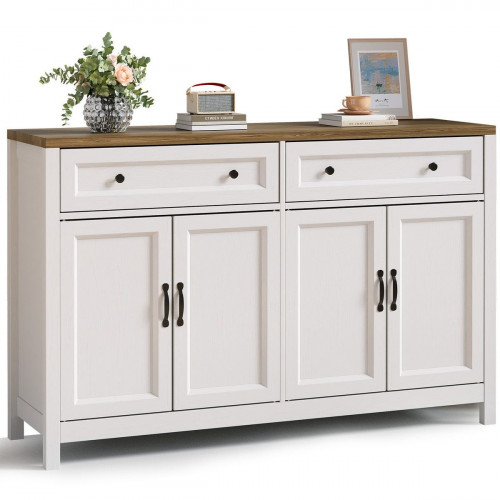 Buffet de Cocina Mueble de Almacenaje 2 Cajones 4 Puertas 2 Estantes Mueble Bajo Marron 140x40x90cm