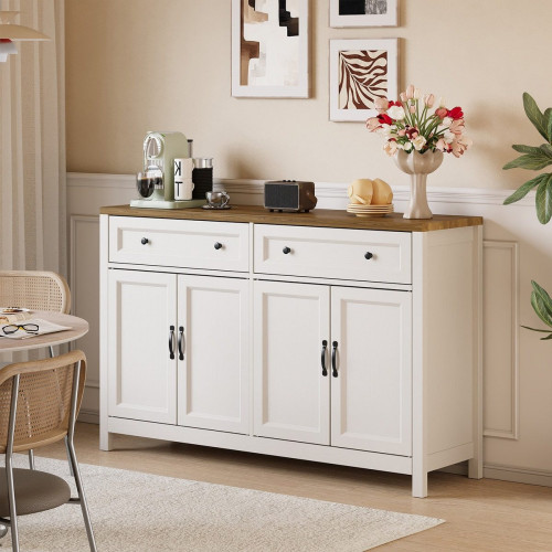 Buffet de Cocina Mueble de Almacenaje 2 Cajones 4 Puertas 2 Estantes Mueble Bajo Marron 140x40x90cm