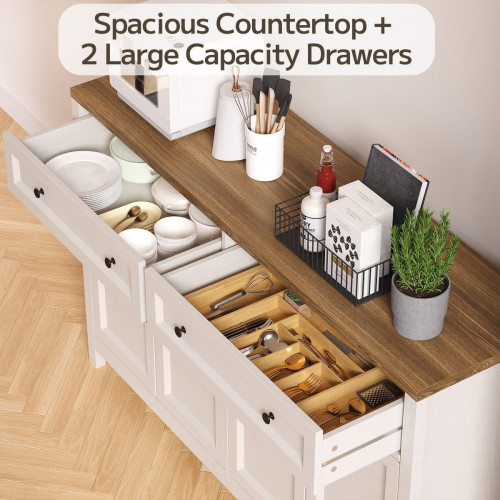 Buffet de Cocina Mueble de Almacenaje 2 Cajones 4 Puertas 2 Estantes Mueble Bajo Marron 140x40x90cm