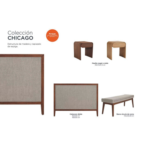 Cabecero doble de madera Chicago Room - EuroVolter Roble