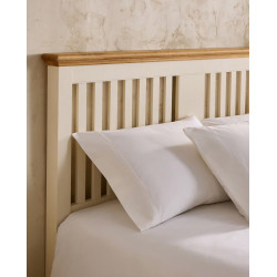 Cabecero doble de madera de roble Hampstead EuroVolter Blanco roto/Roble