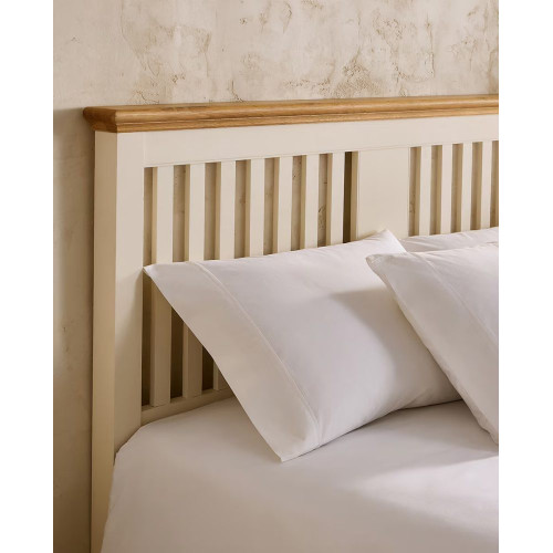 Cabecero doble de madera de roble Hampstead EuroVolter Blanco roto/Roble