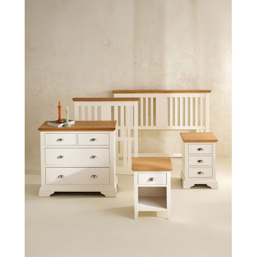 Cabecero doble de madera de roble Hampstead EuroVolter Blanco roto/Roble