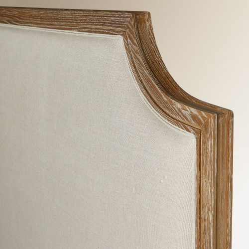 Cabecero doble de madera de roble y tapizado en lino Vintage EuroVolter Roble envejecido