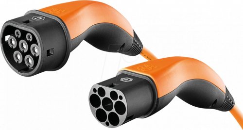 Cable tipo 2, espiral, 11 kW, 20 a, 3 fases, 5 m, naranja