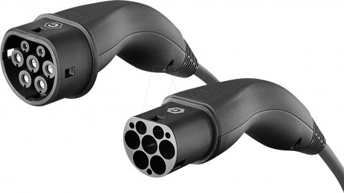 Cable tipo 2, hélice, 11 kW, 20 a, 3 fases, 5 m, negro