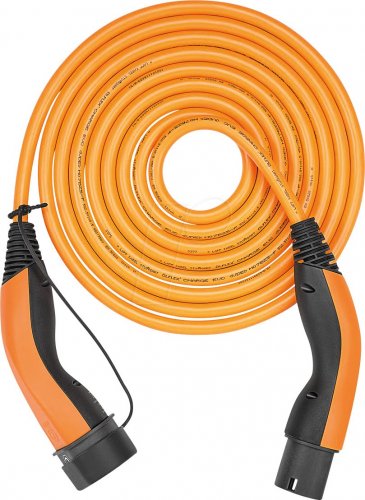Cable tipo 2, hélice, 22 kW, 32 A, 3 fases, 5 m, naranja