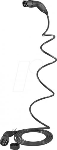 Cable tipo 2, hélice, 22 kW, 32 a, 3 fases, 5 m, negro