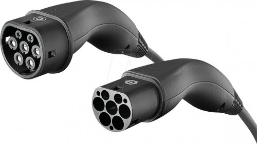 Cable tipo 2, hélice, 22 kW, 32 a, 3 fases, 5 m, negro