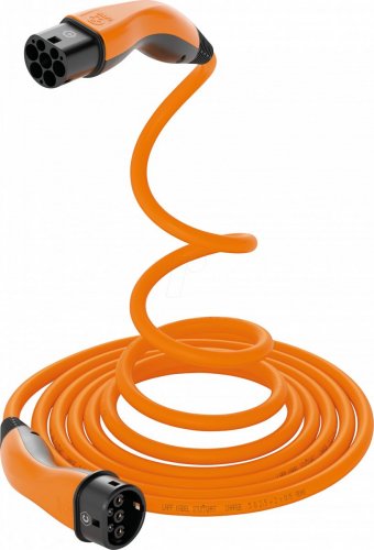 Cable tipo 2, hélice, 7,4 kW, 32 a, 1 fase, 5 m, naranja