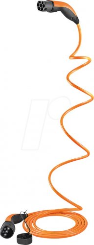 Cable tipo 2, hélice, 7,4 kW, 32 a, 1 fase, 5 m, naranja
