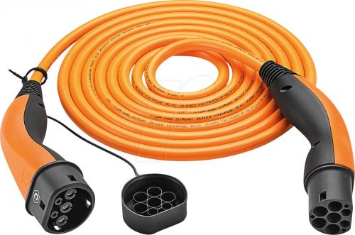 Cable tipo 2, hélice, 7,4 kW, 32 a, 1 fase, 5 m, naranja
