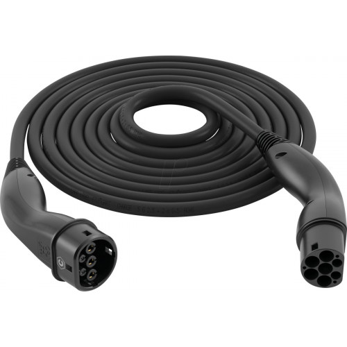 Cable tipo 2, hélice, 7,4 kW, 32 a, 1 fase, 5 m, negro