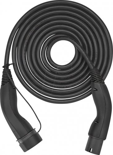 Cable tipo 2, hélice, 7,4 kW, 32 a, 1 fase, 5 m, negro