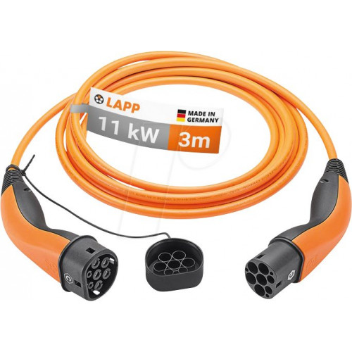 Cable tipo 2, para vehículos eléctricos, 11 kW, 20 A, 3 P