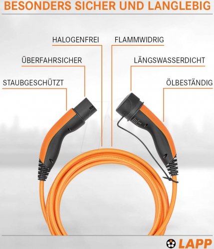Cable tipo 2, para vehículos eléctricos, 11 kW, 20 A, 3 P
