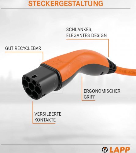Cable tipo 2, para vehículos eléctricos, 11 kW, 20 A, 3 P
