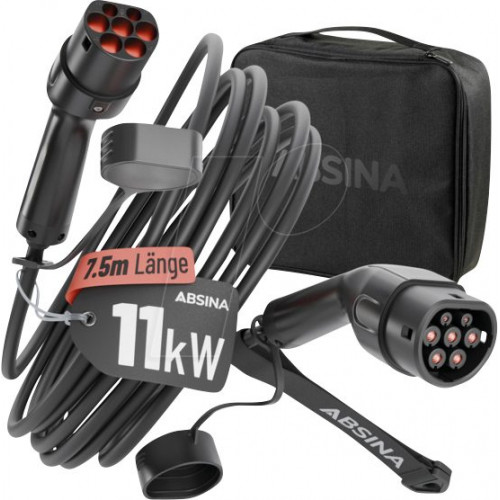 Cable tipo 2, para vehículos eléctricos, 11 kW, 7,5 m, trifásico