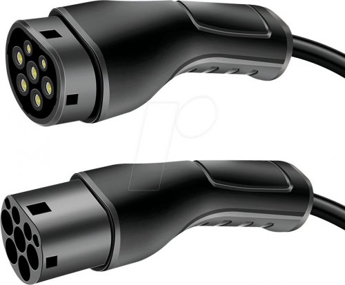 Cable tipo 2, para vehículos eléctricos, 22 kW, 32 A, 3 f