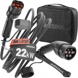Cable tipo 2, para vehículos eléctricos, 22 kW, 5 m, trifásico