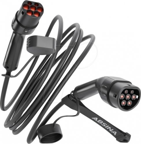 Cable tipo 2, para vehículos eléctricos, 22 kW, 5 m, trifásico
