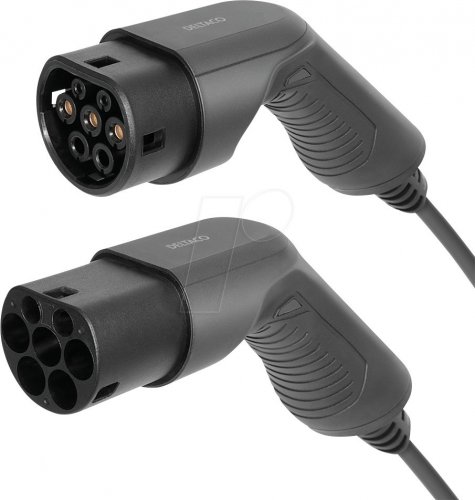 Cable tipo 2, para vehículos eléctricos, 3,6 kW, 3 m.