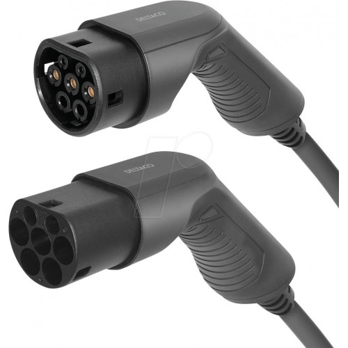 Cable tipo 2, para vehículos eléctricos, 7,6 kW, 5 m.