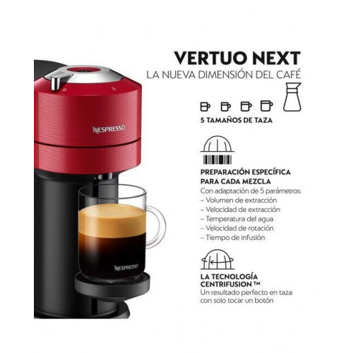 Cafetera de cápsulas Nespresso Krups Vertuo Next para cápsulas Nespresso Vertuo Rojo