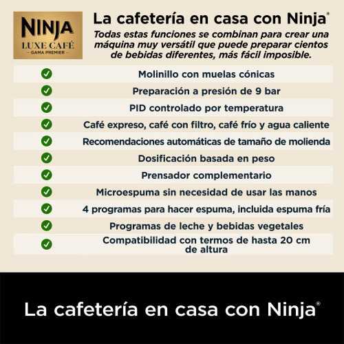 Cafetera espresso 3 en 1 Ninja Luxe Café Premier ES601EU 1650W Negro