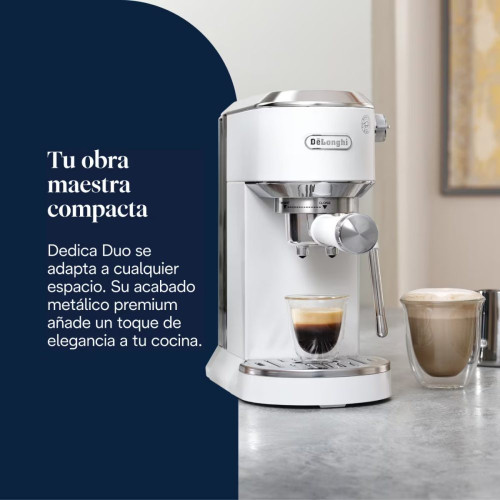 Cafetera espresso manual de bomba De'Longhi Dedica Duo EC890.WI para café caliente y frío Blanco
