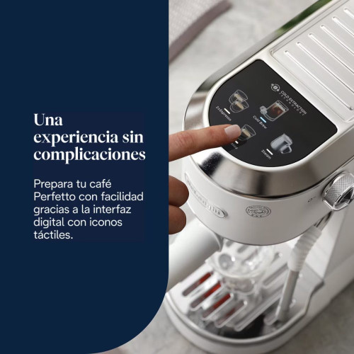 Cafetera espresso manual de bomba De'Longhi Dedica Duo EC890.WI para café caliente y frío Blanco