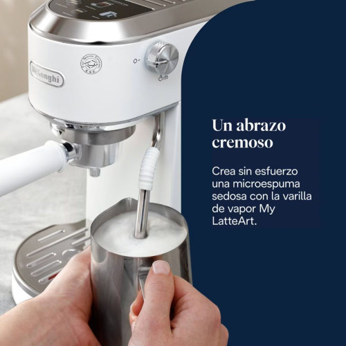 Cafetera espresso manual de bomba De'Longhi Dedica Duo EC890.WI para café caliente y frío Blanco