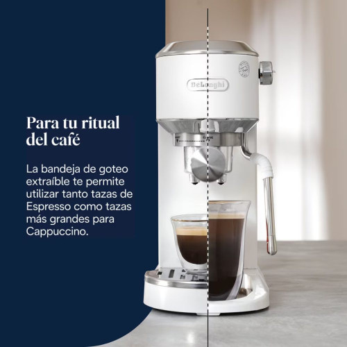 Cafetera espresso manual de bomba De'Longhi Dedica Duo EC890.WI para café caliente y frío Blanco