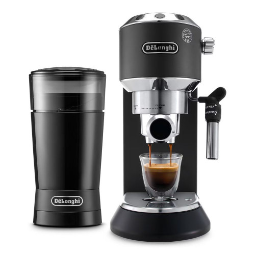 Cafetera espresso manual Delonghi Dedica EC685BK con función Flow Stop + Molinillo de regalo Negro