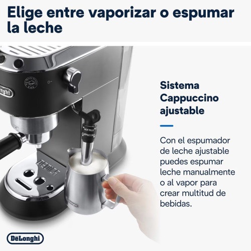 Cafetera espresso manual Delonghi Dedica EC685BK con función Flow Stop + Molinillo de regalo Negro