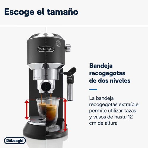 Cafetera espresso manual Delonghi Dedica EC685BK con función Flow Stop + Molinillo de regalo Negro