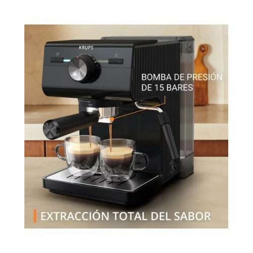 Cafetera espresso manual Krups XP3818 con vaporizador de leche Negro