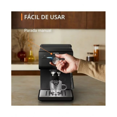 Cafetera espresso manual Krups XP3818 con vaporizador de leche Negro