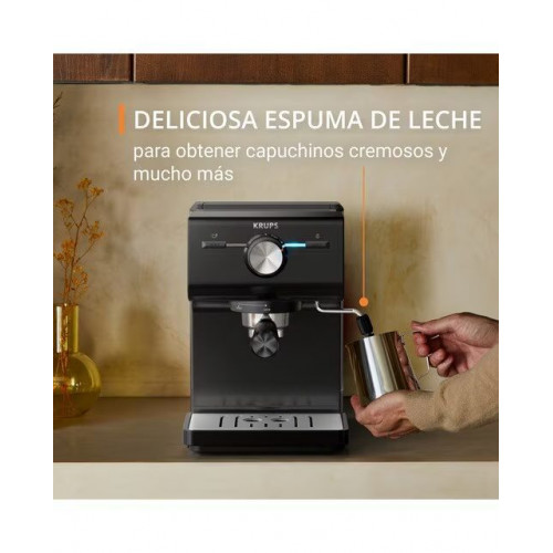 Cafetera espresso manual Krups XP3818 con vaporizador de leche Negro
