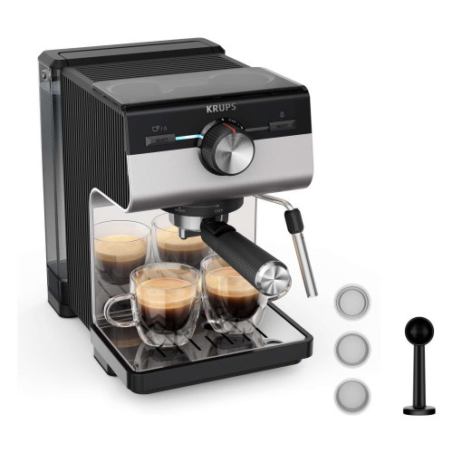 Cafetera espresso manual Krups XP384 Authentic 15 bares de presión y 2L de capacidad Negro