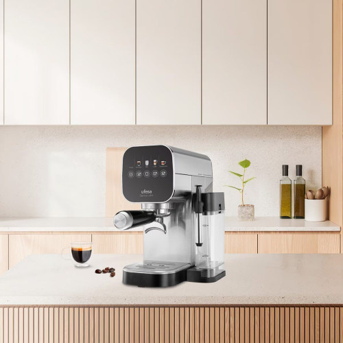 Cafetera Espresso Ufesa Thermoblock Sienna Latte Negro / Plata