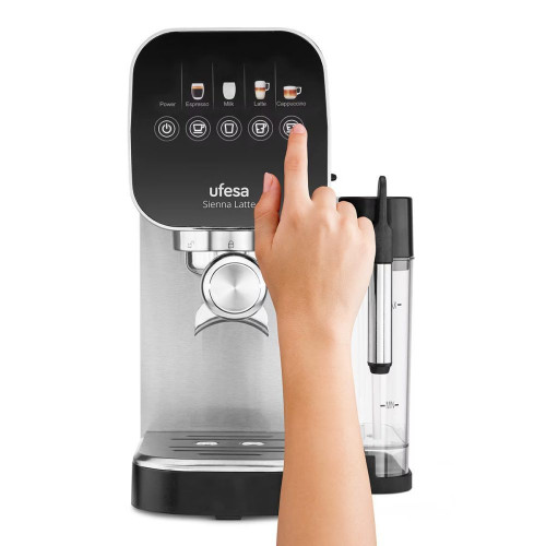Cafetera Espresso Ufesa Thermoblock Sienna Latte Negro / Plata