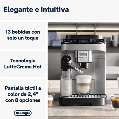 Cafetera Superautomática De'Longhi Magnifica Evo Next ECAM310.80.SB con molinillo integrado Plata
