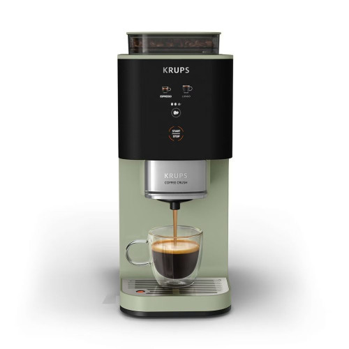 Cafetera superautomática Krups Coffee Crush Experience SA401L con 15 bares y autoprensado Verde Oliva