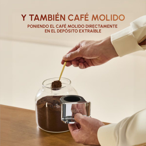 Cafetera superautomática Krups Coffee Crush Experience SA401L con 15 bares y autoprensado Verde Oliva