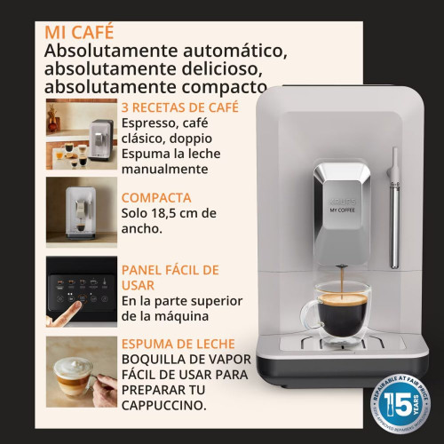 Cafetera superautomática Krups My Coffee EA2004 Pantalla táctil, Molinillo de Acero Inoxidable Gris