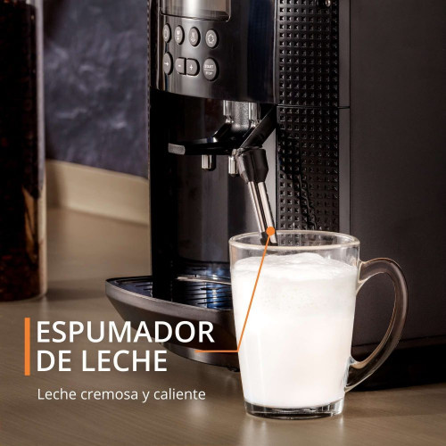 Cafetera superautomática Krups Pisa EA81P0 diseño compacto 3 niveles de temperatura y 3 texturas de molido Negro
