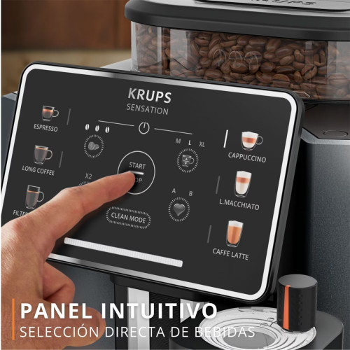 Cafetera Superautomática Krups Sensation Milk EA912B con jarra de leche integrada Gris oscuro